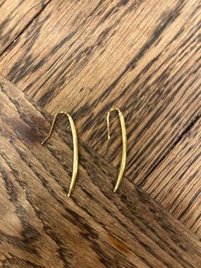 Gold Curved Hook Earrings - Women Jewelry
